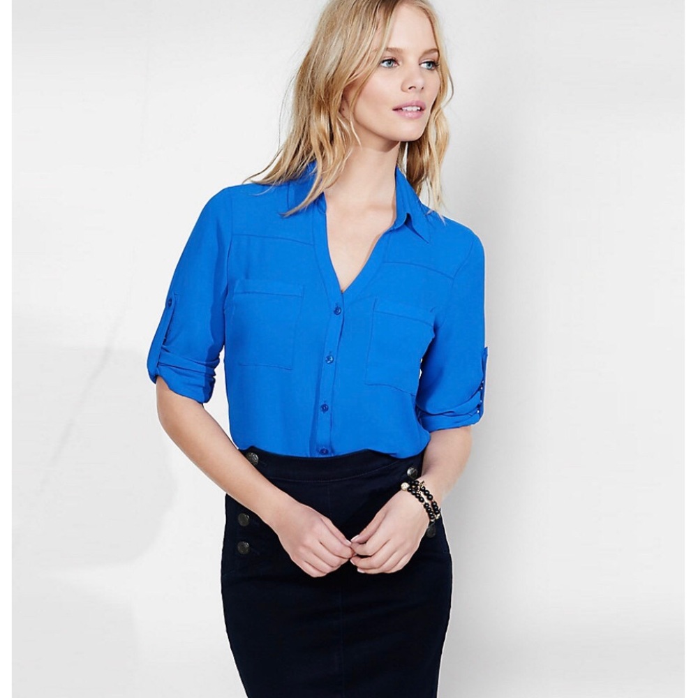 Express cobalt blue button down portofino shirt
